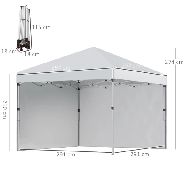  Paviljoen Met Luifel, Twee Zijwanden, Draagtas, Stalen Frame, Lichtgrijs, 3 X 3 X 2,7 M 3