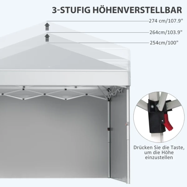  Paviljoen Met Luifel, Twee Zijwanden, Draagtas, Stalen Frame, Lichtgrijs, 3 X 3 X 2,7 M 7