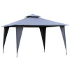  Paviljoen Partytent Met Dubbel Dak 3,45x3,45x2,68m Feesttent Paviljoen Metaal Polyester Grijs 1