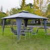  Paviljoen Partytent Met Dubbel Dak 3,45x3,45x2,68m Feesttent Paviljoen Metaal Polyester Grijs 10