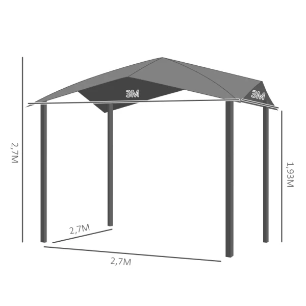  Paviljoen Paviljoen Luifel Luifel Zonnescherm Partytent Prieel Metaal + Polyester Grijs 3 X 3 M 3