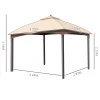  Paviljoen Tuinpaviljoen 3 X 4 M Tuintent Partytent Partytent Met 4 X Zijwanden Klamboe Ademend Dubbel Dak Metaal Polyester Kaki + Bruin 3