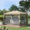  Paviljoen Tuinpaviljoen 3x4 M Tuintent Partytent Partytent Met 4 X Zijwanden Klamboe Metaal Polyester Beige 2