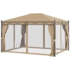  Paviljoen Tuinpaviljoen 3x4 M Tuintent Partytent Partytent Met 4 X Zijwanden Klamboe Metaal Polyester Beige 11