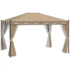  Paviljoen Tuinpaviljoen 3x4 M Tuintent Partytent Partytent Met 4 X Zijwanden Klamboe Metaal Polyester Beige 1