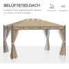  Paviljoen Tuinpaviljoen 3x4 M Tuintent Partytent Partytent Met 4 X Zijwanden Klamboe Metaal Polyester Beige 4