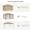  Paviljoen Tuinpaviljoen 3x4 M Tuintent Partytent Partytent Met 4 X Zijwanden Klamboe Metaal Polyester Beige 6