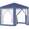  Paviljoen Tuinpaviljoen Met Klamboe Partytent Tuintent Partytent 6-hoekig Polyester + Metaal Blauw 195x250x250cm 11