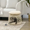  PE Rotan Kattenhuis 2 Niveaus Kattenhol Met Kussen 42cm X 42cm X 40cm Beige 2