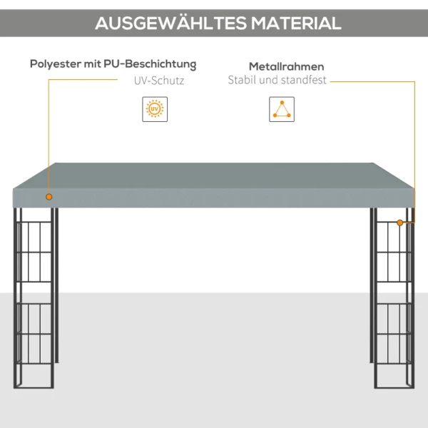  Pergola 4m X 3m Gazebo Gazebo Luifel Tent Metaal Polyester Grijs 4