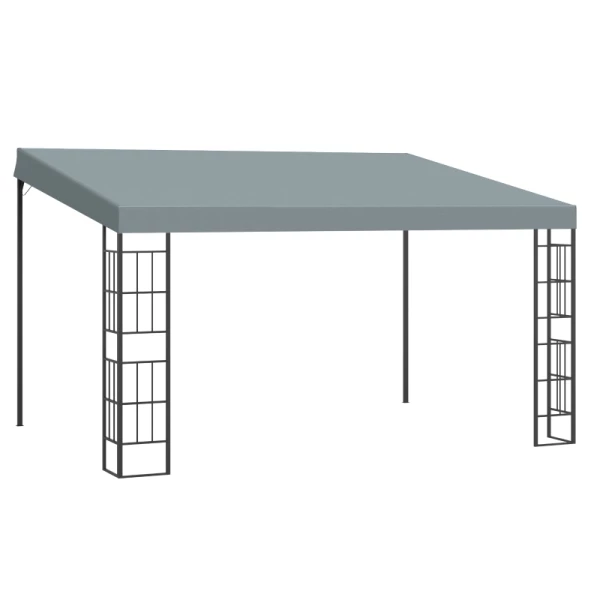 Pergola 4m X 3m Gazebo Gazebo Luifel Tent Metaal Polyester Grijs 1