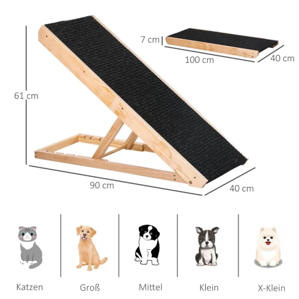  Pet Ramp Verstelbare Hondenladder Antislip 90cm X 40cm X 61cm 3