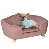  Pet Sofa Hondenmat Hondenbed Hondensofa Hondensofa Kattensofa Met Kussen Achterzak Pluche Schuim Grenen Hout Roze 70 X 47 X 30 Cm 1