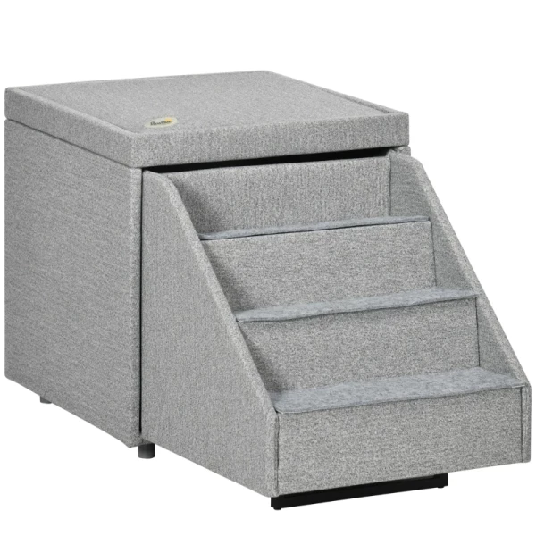 Pet Stairs Bed Intrekbare Trap Gevoerd 84cm X 45cm X 49cm Lichtgrijs 1