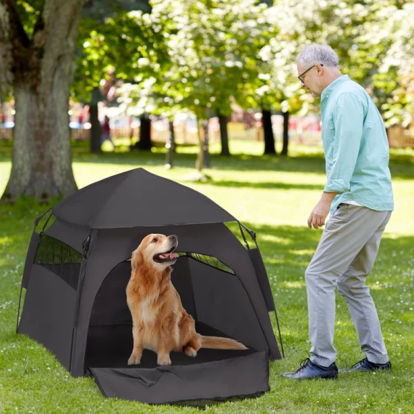  Pet Tent Hondentent Opvouwbaar Weerbestendig Hondenhok Voor Grote Honden Zwart 2