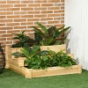  Plantenbak Met Verhoogd Bed, 3 Niveaus, Afvoergat, Stoffen Voering, Natuurlijk Hout, 93 X 93 X 35 Cm 2