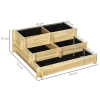  Plantenbak Met Verhoogd Bed, 3 Niveaus, Afvoergat, Stoffen Voering, Natuurlijk Hout, 93 X 93 X 35 Cm 3