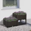  Plantenbak Met Verhoogd Bed En Afvoergaten Rotan-look Bloembak PP Bruin 40 X 40 X 44 Cm 2