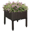  Plantenbak Met Verhoogd Bed En Afvoergaten Rotan-look Bloembak PP Bruin 40 X 40 X 44 Cm 1