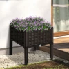  Plantenbak Met Verhoogd Bed En Afvoergaten Rotan-look Bloembak PP Bruin 40 X 40 X 44 Cm 2