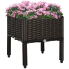  Plantenbak Met Verhoogd Bed En Afvoergaten Rotan-look Bloembak PP Bruin 40 X 40 X 44 Cm 11