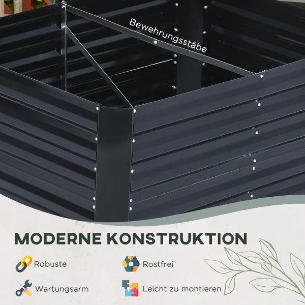  Plantenbak Met Verhoogd Bed En Uitbreidbaar Rooster Staal Donkergrijs 120 X 90 X 59 Cm 5