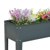  Plantenbak Met Verhoogd Bed, Plantenbak Met 3 Afvoergaten, Bloembak Met Poten, Metaal, 100 X 30 X 80 Cm 7