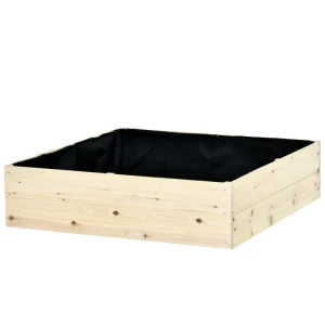  Plantenbak Van Hout Tuinbed Met Vlies Plantenbak Plantenbak Kruidenbed Voor Balkon Tuin Naturel 117 X 117 X 30 Cm 1