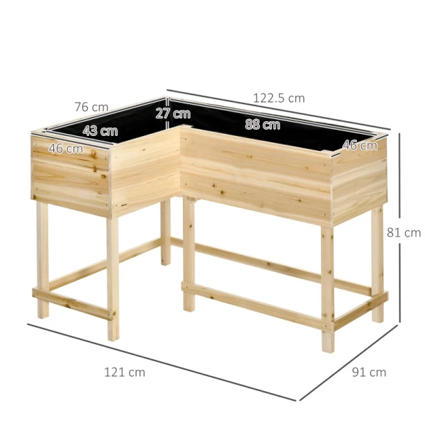  Plantenbak Van Hout, Verhoogd Met Irrigatiesysteem, Van Niet-geweven Bloembak, Bloempot, Kruidenbed, Naturel, 122 X 91 X 81 Cm 3