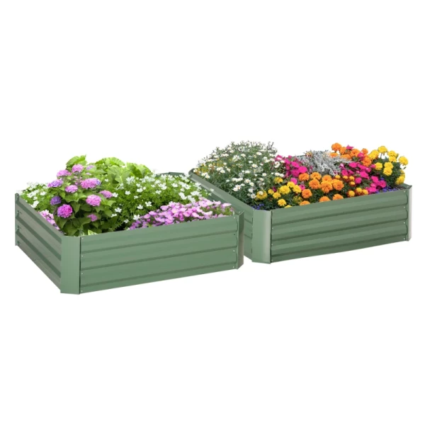 Plantenbakken Set Van 2 Plantenbakken Open Basis Stalen Frame Groen (2 X) 100 X 100 X 30 Cm 1