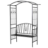  Plantenboog Met Zitbank Archway Trellis Trellis Tuin Boogdak Metaal Zwart 154 X 60 X 205 Cm 1