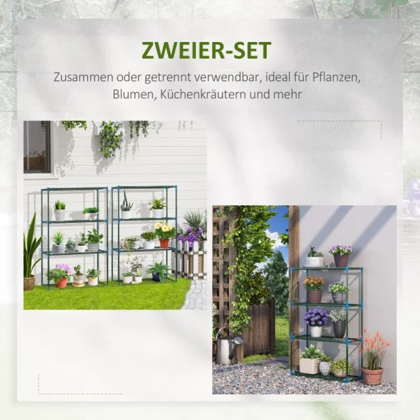  Plantenplank, Set Van 2, Elk 4 Planken, In Combinatie Of Afzonderlijk Te Gebruiken, Staal, Groen, 70 X 27 X 110 Cm 4