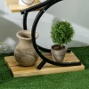  Plantenstandaard Met 4 Planken Massief Hout Weerbestendig 46cm X 25cm X 91cm Zwart + Naturel 4