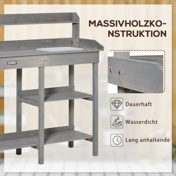  Plantentafel Met Dienblad Vurenhout Grijs 117 X 45 X 121 Cm 6