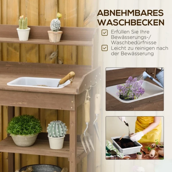  Plantentafel Tuintafel Bloementafel Met Kuip Tuin Vurenhout Bruin 117 X 45 X 121 Cm 4