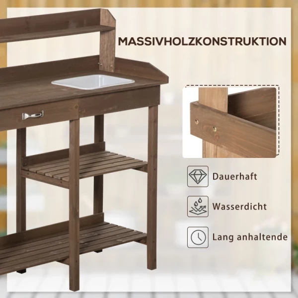  Plantentafel Tuintafel Bloementafel Met Kuip Tuin Vurenhout Bruin 117 X 45 X 121 Cm 6