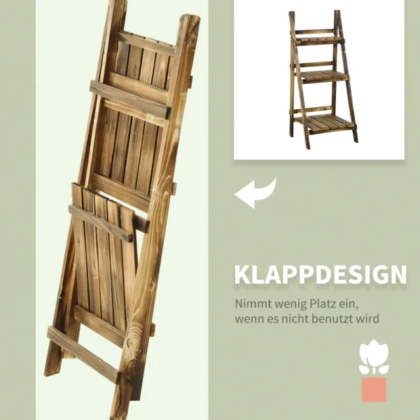  Plantentrap Bloemenbank Bloementrap Bloemenplank Plantenplank Bloemenstandaard 3 Treden Vurenhout Donkerbruin 40 X 37 X 93 Cm 6