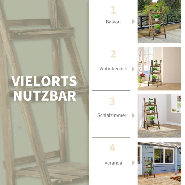  Plantentrap Bloemenbank Bloementrap Bloemenplank Plantenplank Bloemenstandaard 3 Treden Vurenhout Donkerbruin 40 X 37 X 93 Cm 7