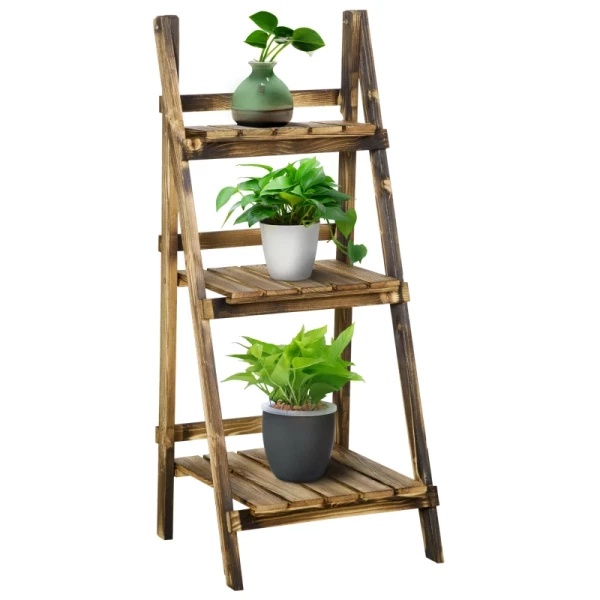  Plantentrap Bloemenbank Bloementrap Bloemenplank Plantenplank Bloemenstandaard 3 Treden Vurenhout Donkerbruin 40 X 37 X 93 Cm 1