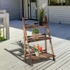  Plantentrap Bloemenbank Bloementrap Bloemenplank Plantenplank Bloemenstandaard 3 Treden Vurenhout Donkerbruin 60 X 37 X 93 Cm 2