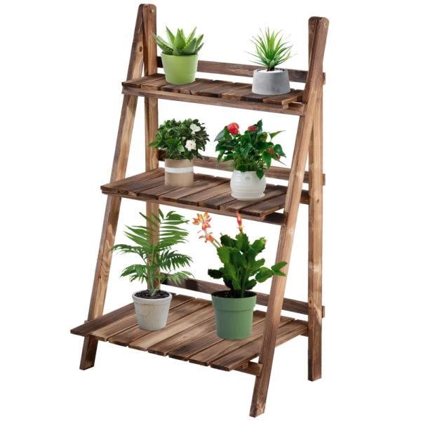 Plantentrap Bloemenbank Bloementrap Bloemenplank Plantenplank Bloemenstandaard 3 Treden Vurenhout Donkerbruin 60 X 37 X 93 Cm 11
