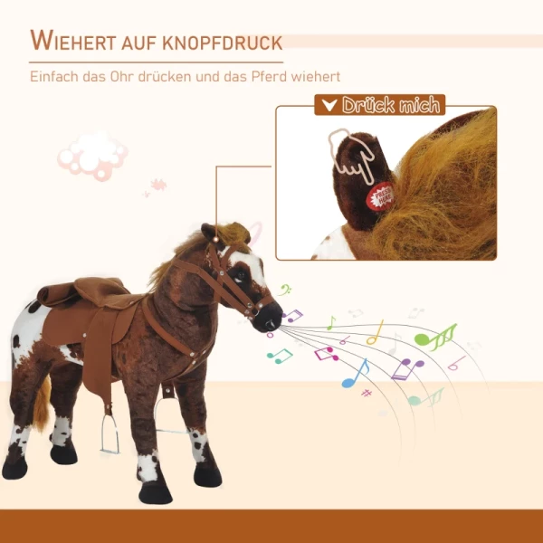  Play Horse Rijpaard Voor Kinderen Met Paardengeluid Staand Paard Knuffel Voor 3+ Jaar Kinderspeelgoed Metaal Bruin + Wit 85 X 28 X 60 Cm 5