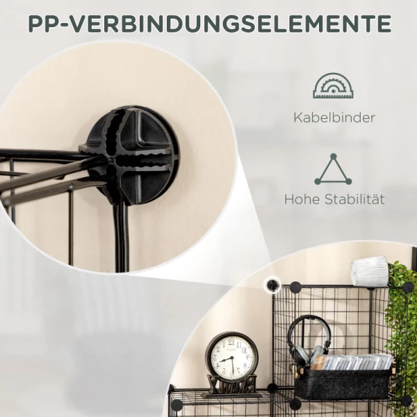  Plug-in Rekken, Kubusplank, Schoenenrek, 9 Kubussen, Modulaire Structuur, Staal, Zwart, 35 X 35 X 35 Cm Per Kubus 5