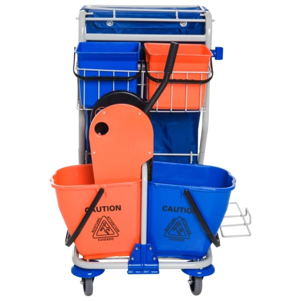 ® Poetswagen Poetswagen 4 Verrijdbare Emmers Met Wielen Blauw-oranje 7