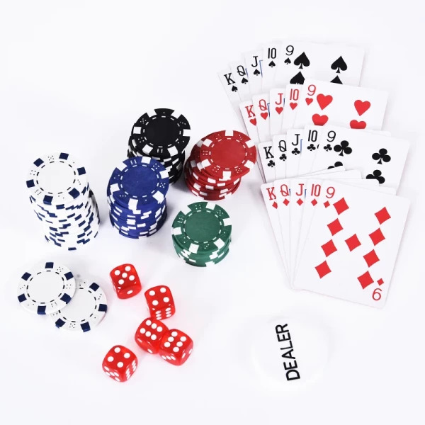  Pokerkoffer Pokerset 300 Pokerchips 2x Pak Kaarten 5x Dobbelstenen 1x Aluminium Koffer Pokerset Chipskoffer Aluminium + Polystyreen 38x20,5x6,5 Cm 8