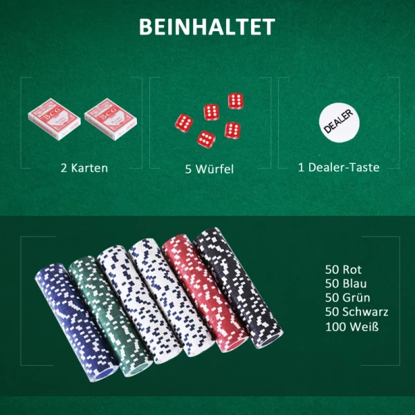  Pokerkoffer Pokerset 500 Pokerchips 2x Pak Kaarten 5x Dobbelstenen 1x Aluminium Koffer Pokerset Chipskoffer Aluminium + Polystyreen 55,5x22x6,5cm 7