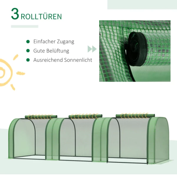  Poly Broeikas Drie Oprolbare Deuren Heavy Duty Dekzeil Stalen Frame Groen 2.95 X 1 X 0.8m 7