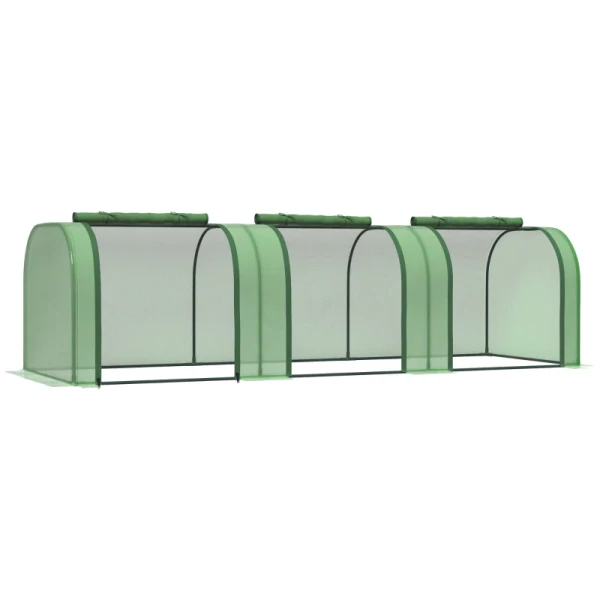 Poly Broeikas Drie Oprolbare Deuren Heavy Duty Dekzeil Stalen Frame Groen 2.95 X 1 X 0.8m 1