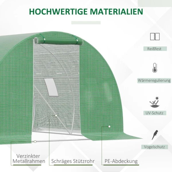  Poly Broeikas Walk-in Poly Tunnel 3 X 3 M Broeikas Met 4 Ramen Broeikas Vorstbescherming Stalen Buis Donkergroen 4
