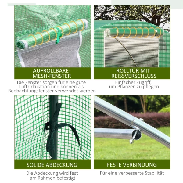  Poly Broeikas Walk-in Poly Tunnel 3 X 3 M Broeikas Met 4 Ramen Broeikas Vorstbescherming Stalen Buis Donkergroen 6